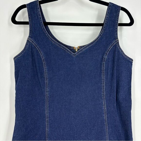 NEWPORT NEWS Vintage Women’s Denim Jean Jumper Dress Sz 12 Runs Small - Picture 3 of 5